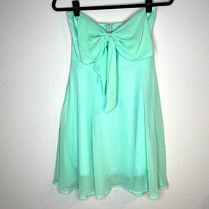 Mint green strapless baby doll dress